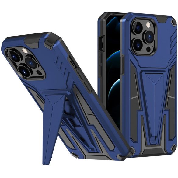 Huawei Honor 400 Pro (Global), Műanyag hátlap védőtok szilikon belső, közepesen ütésálló, kitámasztóval, Wooze Supportive Care, kék