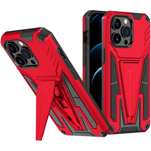 Huawei Honor 400 Pro (Global), Műanyag hátlap védőtok szilikon belső, közepesen ütésálló, kitámasztóval, Wooze Supportive Care, piros