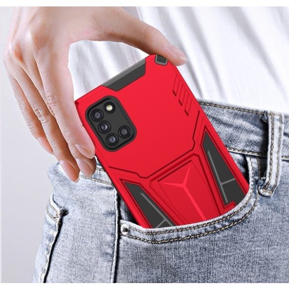 Huawei Honor 400 Pro (Global), Műanyag hátlap védőtok szilikon belső, közepesen ütésálló, kitámasztóval, Wooze Supportive Care, piros