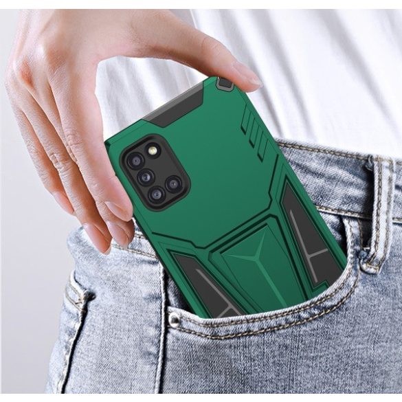 Huawei Honor 400 Pro (Global), Műanyag hátlap védőtok szilikon belső, közepesen ütésálló, kitámasztóval, Wooze Supportive Care, zöld