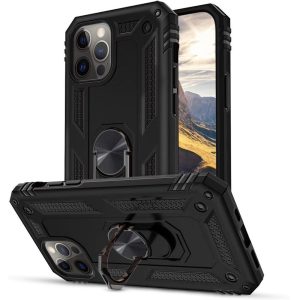 Huawei Honor 400 Pro (Global), Műanyag hátlap védőtok, közepesen ütésálló, szilikon belső, telefontartó gyűrű, Defender, fekete