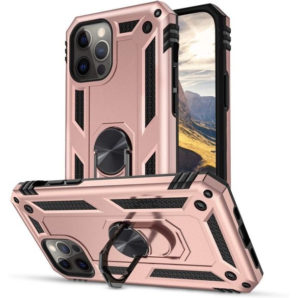Huawei Honor 400 Pro (Global), Műanyag hátlap védőtok, közepesen ütésálló, szilikon belső, telefontartó gyűrű, Defender, vörösarany