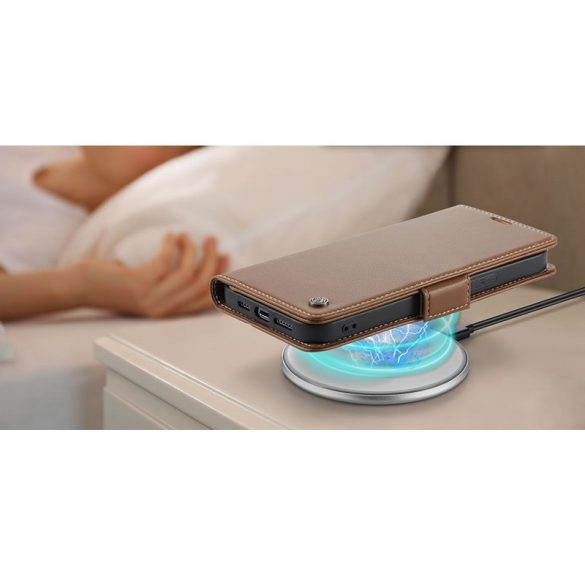 Huawei Honor 400 Pro (Global), Oldalra nyíló tok, stand, kártyatartóval, RFID technológiával, Wooze CaseME, barna