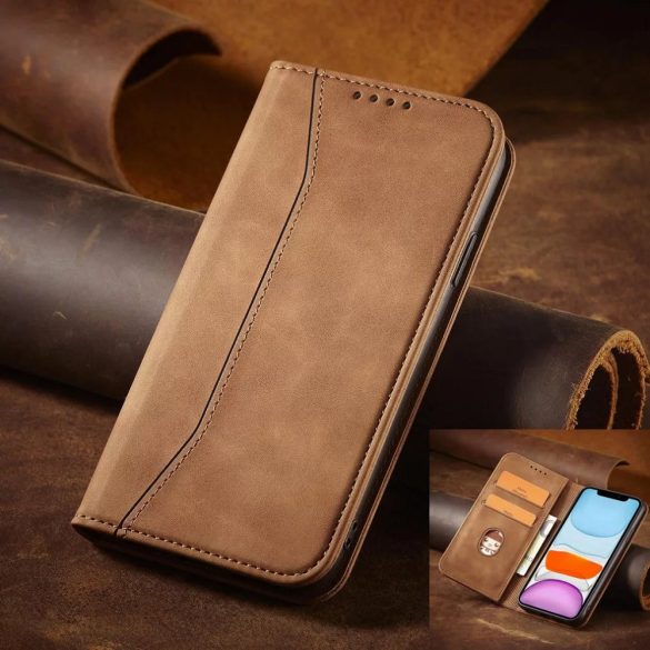 Huawei Honor 400 (Global), Oldalra nyíló tok, stand, kártyatartóval, Wooze Business, világosbarna