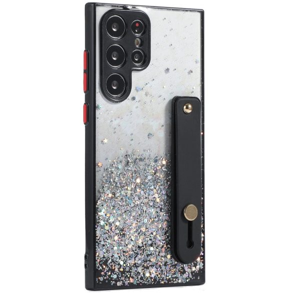 Huawei Honor 400 (Global), Szilikon tok, közepesen ütésálló, kézpánttal, színátmenetes, csillogó minta, Wooze Strap Star, mintás/fekete