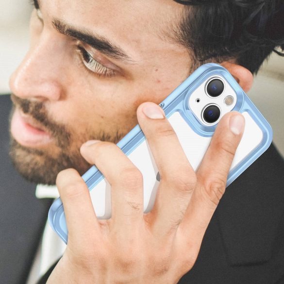 Huawei Honor 400 (Global), Szilikon védőkeret, akril hátlap, Wooze Bright Edges, átlátszó/világoskék