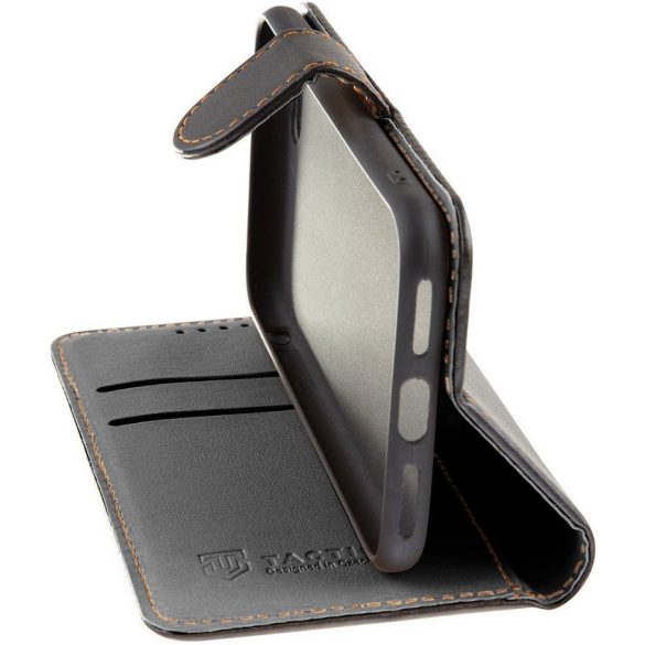 Samsung Galaxy Xcover 7 Pro SM-G766B, Oldalra nyíló tok, stand, kártyatartóval, csatos, Tactical Field Notes, fekete