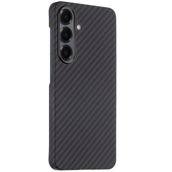 Samsung Galaxy S25 SM-S931, Műanyag hátlap védőtok, közepesen ütésálló, aramidszállal, Magsafe töltővel kompatibilis, karbon minta, Tactical MagForce Aramid, fekete