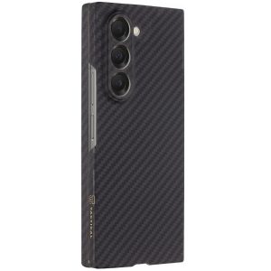 Samsung Galaxy Z Fold6 SM-F956B, Műanyag hátlap védőtok, közepesen ütésálló, aramidszállal, Magsafe töltővel kompatibilis, karbon minta, Tactical MagForce Aramid, fekete