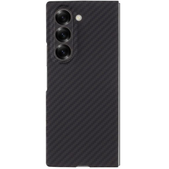 Samsung Galaxy Z Fold6 SM-F956B, Műanyag hátlap védőtok, közepesen ütésálló, aramidszállal, Magsafe töltővel kompatibilis, karbon minta, Tactical MagForce Aramid, fekete