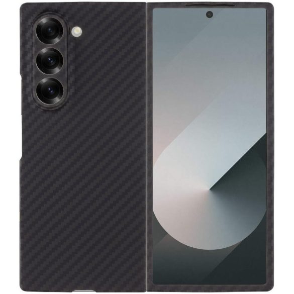 Samsung Galaxy Z Fold6 SM-F956B, Műanyag hátlap védőtok, közepesen ütésálló, aramidszállal, Magsafe töltővel kompatibilis, karbon minta, Tactical MagForce Aramid, fekete