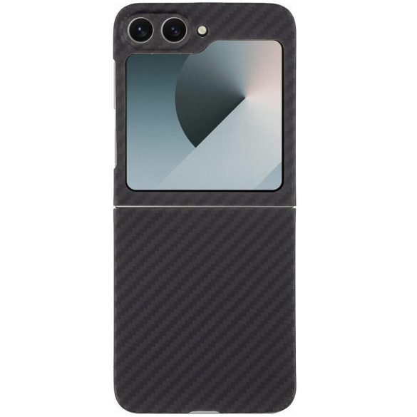 Samsung Galaxy Z Flip6 / Z Flip7 FE SM-F741B / F761B, Műanyag hátlap védőtok, közepesen ütésálló, aramidszállal, Magsafe töltővel kompatibilis, karbon minta, Tactical MagForce Aramid, fekete