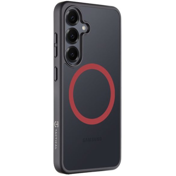 Samsung Galaxy S25 SM-S931, Műanyag hátlap védőtok + szilikon keret, közepesen ütésálló, Magsafe kompatibilis, Tactical MagForce Hyperstealth 2.0, áttetsző/fekete/piros
