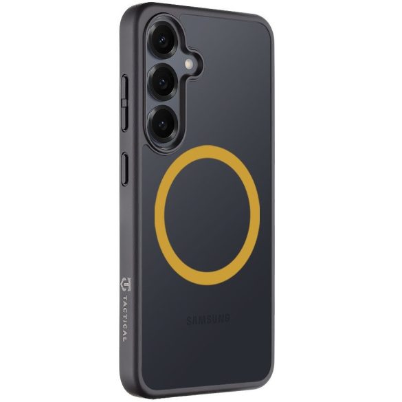Samsung Galaxy S25 SM-S931, Műanyag hátlap védőtok + szilikon keret, közepesen ütésálló, Magsafe kompatibilis, Tactical MagForce Hyperstealth 2.0, áttetsző/fekete/sárga
