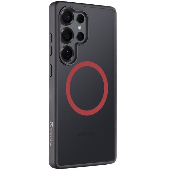 Samsung Galaxy S25 Ultra SM-S938, Műanyag hátlap védőtok + szilikon keret, közepesen ütésálló, Magsafe kompatibilis, Tactical MagForce Hyperstealth 2.0, áttetsző/fekete/piros