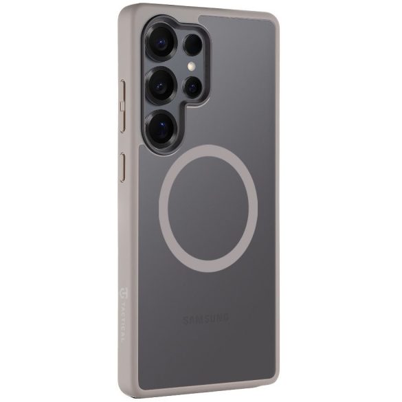 Samsung Galaxy S25 Ultra SM-S938, Műanyag hátlap védőtok + szilikon keret, közepesen ütésálló, Magsafe kompatibilis, Tactical MagForce Hyperstealth, áttetsző/világosszürke