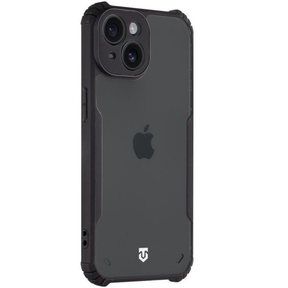 Apple iPhone 15, Szilikon tok, közepesen ütésálló, légpárnás sarok, Tactical Quantum Stealth, átlátszó/fekete