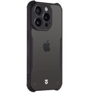 Apple iPhone 15 Pro, Szilikon tok, közepesen ütésálló, légpárnás sarok, Tactical Quantum Stealth, átlátszó/fekete