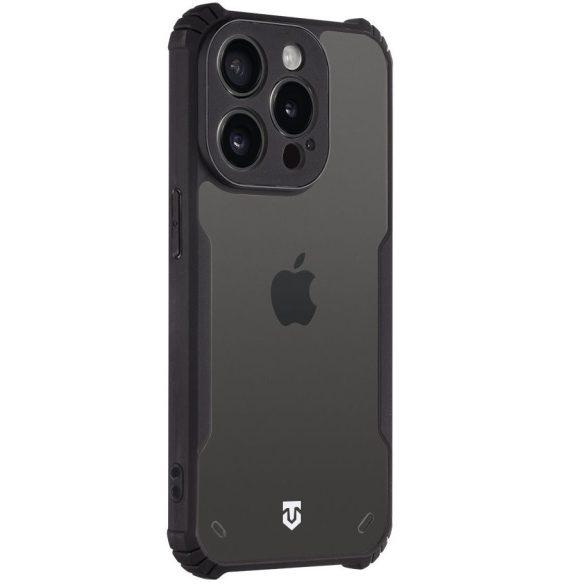 Apple iPhone 15 Pro, Szilikon tok, közepesen ütésálló, légpárnás sarok, Tactical Quantum Stealth, átlátszó/fekete