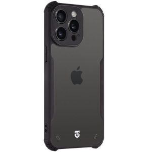 Apple iPhone 15 Pro Max, Szilikon tok, közepesen ütésálló, légpárnás sarok, Tactical Quantum Stealth, átlátszó/fekete