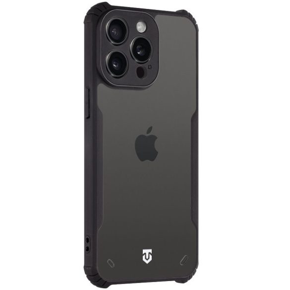 Apple iPhone 15 Pro Max, Szilikon tok, közepesen ütésálló, légpárnás sarok, Tactical Quantum Stealth, átlátszó/fekete