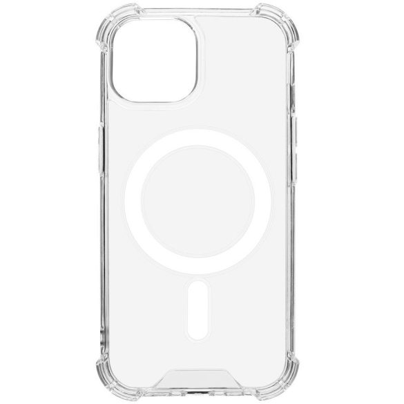 Apple iPhone 15, Műanyag hátlap védőtok + szilikon keret, közepesen ütésálló, Magsafe töltővel kompatibilis, Tactical MagForce Plyo, átlátszó