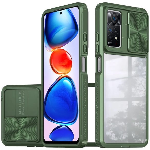Xiaomi Poco X7 Pro, Műanyag hátlap + szilikon keret, átlátszó akril hátlap, kamera védelem, Wooze Trendy, zöld