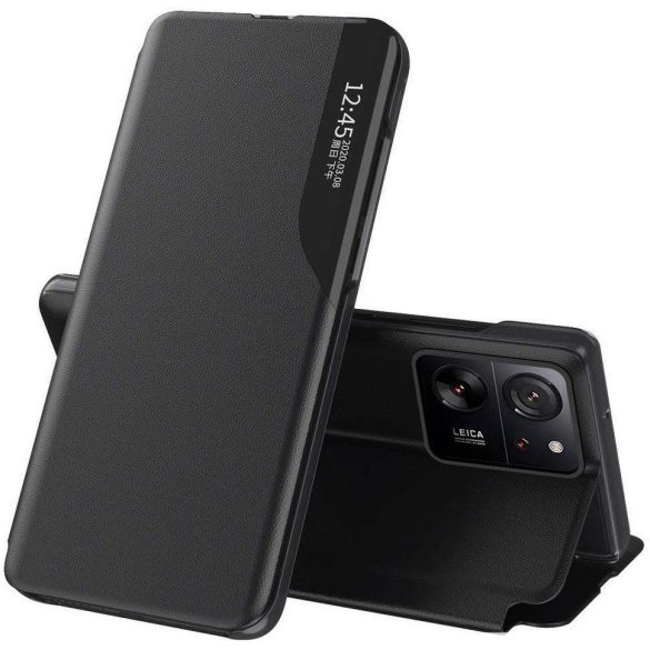 Xiaomi Poco X7 Pro, Oldalra nyíló tok, stand, hívás mutatóval, Wooze FashionBook, fekete