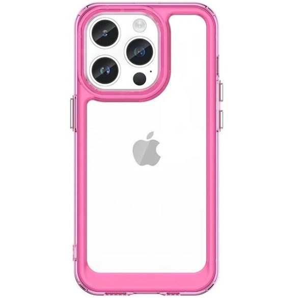 Xiaomi Poco X7 Pro, Szilikon védőkeret, akril hátlap, Wooze Bright Edges, átlátszó/magenta