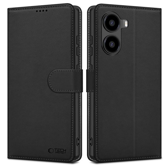 Xiaomi Poco X7 Pro, Oldalra nyíló tok, stand, mágnes csattal, TP Wallett, fekete