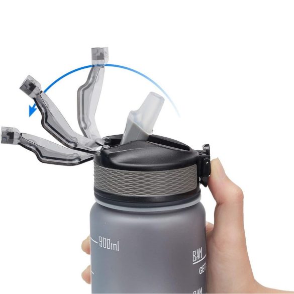 Prémium motivációs sport kulacs, idősáv, motivációs szöveg, kézpánttal, 1000 ml, Wooze You Did It, fehér