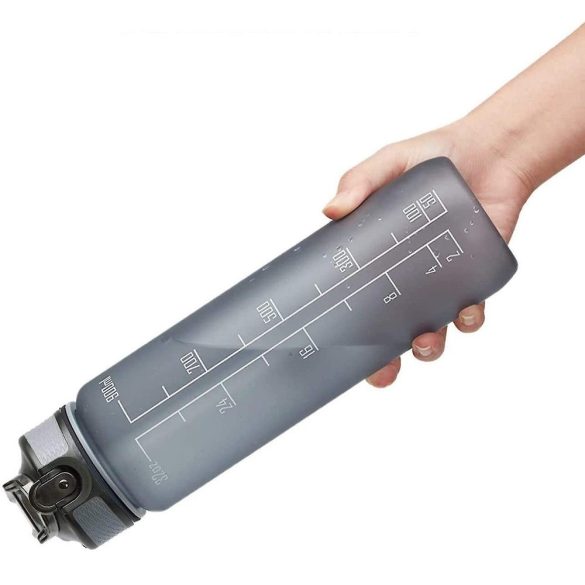 Prémium motivációs sport kulacs, idősáv, motivációs szöveg, kézpánttal, 1000 ml, Wooze You Did It, fehér