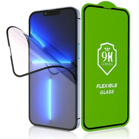 Apple iPhone Air (2025), Kijelzővédő fólia, ütésálló fólia, Tempered Glass (edzett üveg), 5D, Full Glue, Nano Flexi Glass, fekete
