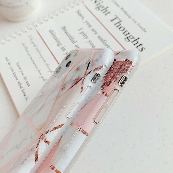 Apple iPhone Air (2025), Szilikon tok, sokszöges márvány minta, Wooze Geometric Marble, színes/zöld