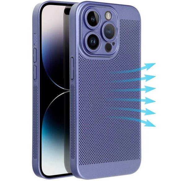 Samsung Galaxy S24 Ultra SM-S928, Műanyag hátlap védőtok, légáteresztő, lyukacsos minta, Breezy, kék