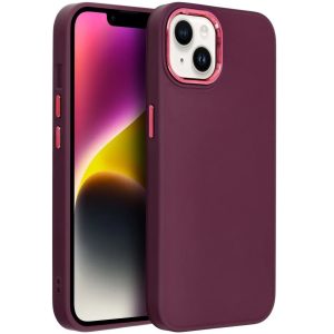 Apple iPhone 17 Pro, Szilikon tok, közepesen ütésálló, fémhatású kamera keret, Frame Case, lila