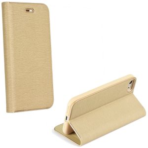 Apple iPhone 17 Pro, Oldalra nyíló tok, stand, Luna Book, arany