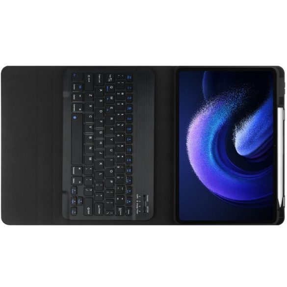 Xiaomi Pad 6 (11.0) / Pad 6 Pro (11.0), Bluetooth billentyűzetes mappa tok, érintőceruza tartó, TP SC Pen + Keyboard, fekete