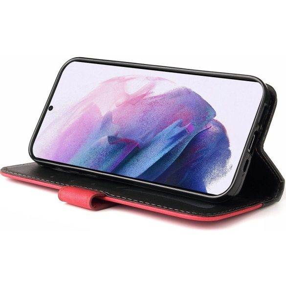 Samsung Galaxy A15 4G / A15 5G SM-A155F / A156B, Oldalra nyíló tok, stand, kártyatartóval, kézpánttal, Wooze Colour Wallet, piros