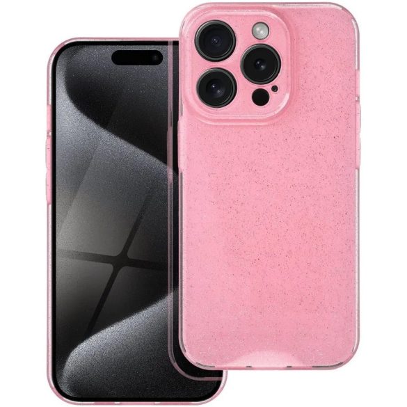 Apple iPhone 13, Szilikon tok, 2 mm vastag, csillogó hátlap, rózsaszín