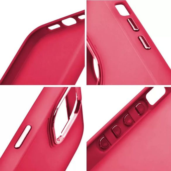 Motorola Moto G84, Szilikon tok, közepesen ütésálló, fémhatású kamera keret, Frame Case, magenta