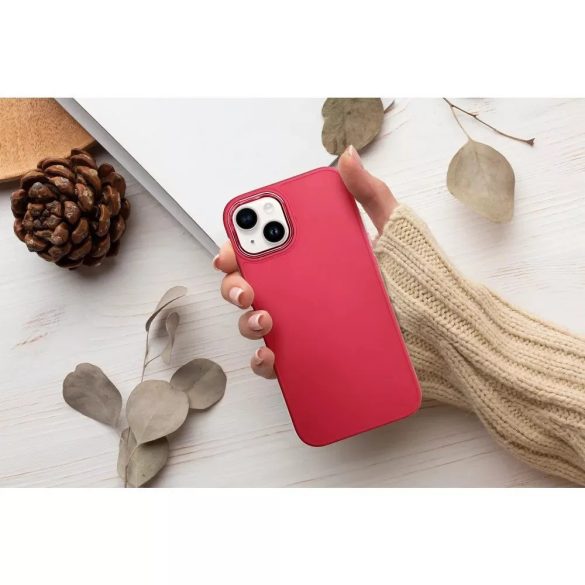 Motorola Moto G84, Szilikon tok, közepesen ütésálló, fémhatású kamera keret, Frame Case, magenta