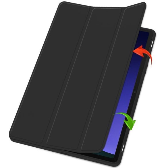 Samsung Galaxy Tab S9 Plus 12.4 SM-X810 / X816B, mappa tok, közepesen ütésálló, érintőceruza tartóval, Trifold, TP SC Pen, fekete
