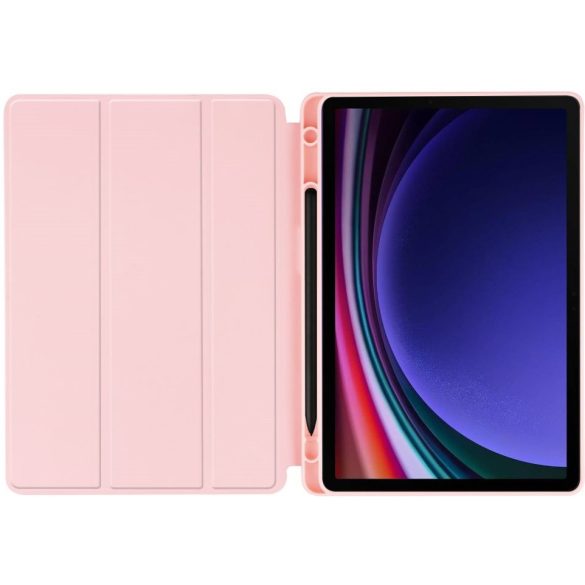 Samsung Galaxy Tab S9 FE (10.9) SM-X510 / X516B, mappa tok, közepesen ütésálló, érintőceruza tartóval, Trifold, TP SC Pen, rózsaszín