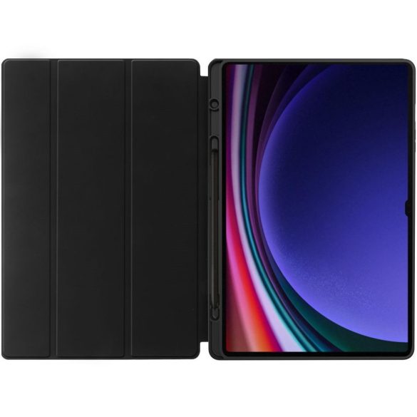 Samsung Galaxy Tab S9 FE Plus (12.4) SM-X610 / X616B, mappa tok, közepesen ütésálló, érintőceruza tartóval, Trifold, TP SC Pen, fekete