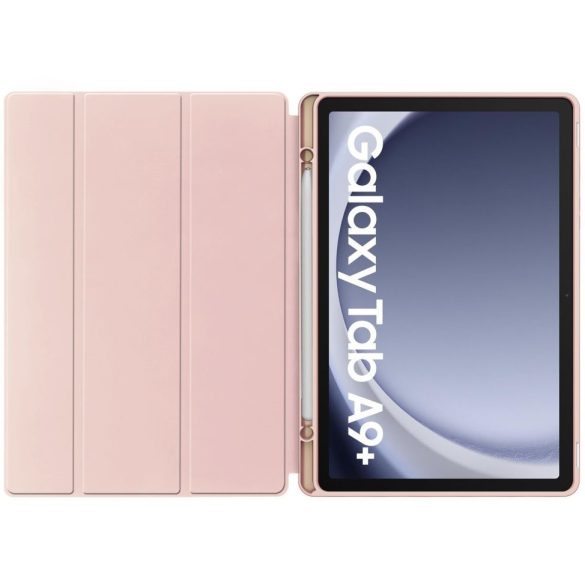 Samsung Galaxy Tab A9 Plus (11.0) SM-X210 / X215 / X216B, mappa tok, közepesen ütésálló, érintőceruza tartóval, Trifold, TP SC Pen, rózsaszín