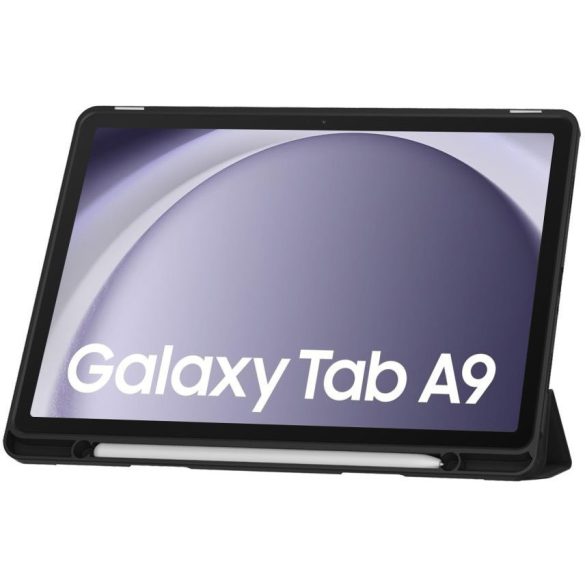 Samsung Galaxy Tab A9 (8.7) SM-X110 / X115, mappa tok, közepesen ütésálló, érintőceruza tartóval, Trifold, TP SC Pen, fekete