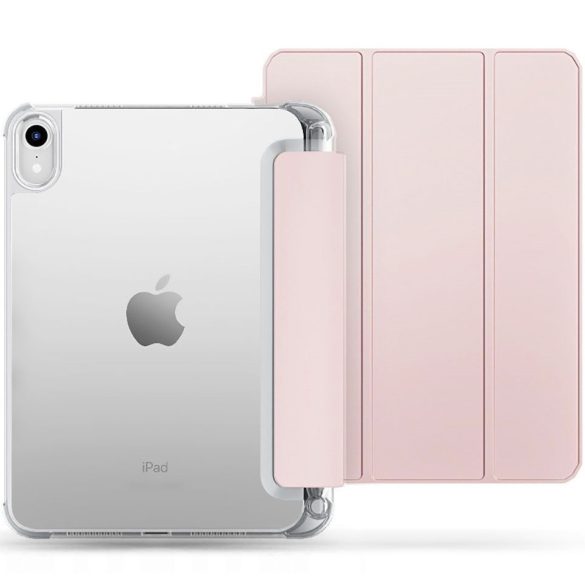 Apple iPad 10.9 (2022), mappa tok, közepesen ütésálló, érintőceruza tartóval, átlátszó hátlap, Smart Case, TP SC Pen Hybrid, rózsaszín