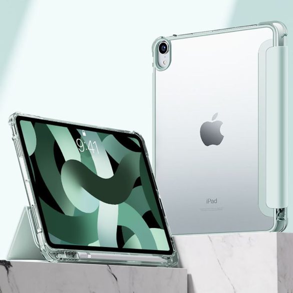 Apple iPad 10.9 (2022), mappa tok, közepesen ütésálló, érintőceruza tartóval, átlátszó hátlap, Smart Case, TP SC Pen Hybrid, rózsaszín