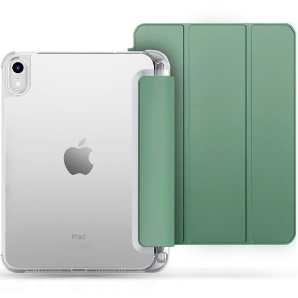 Apple iPad 10.9 (2022), mappa tok, közepesen ütésálló, érintőceruza tartóval, átlátszó hátlap, Smart Case, TP SC Pen Hybrid, sötétzöld